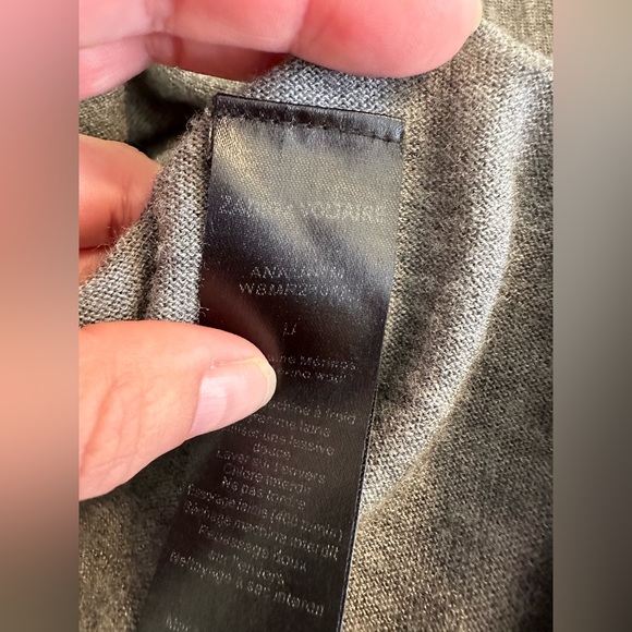 ZADIG & VOLTAIRE 100% Merino Wool Cardigan Sweater Embellished Wings Studded Ana - Picture 13 of 14